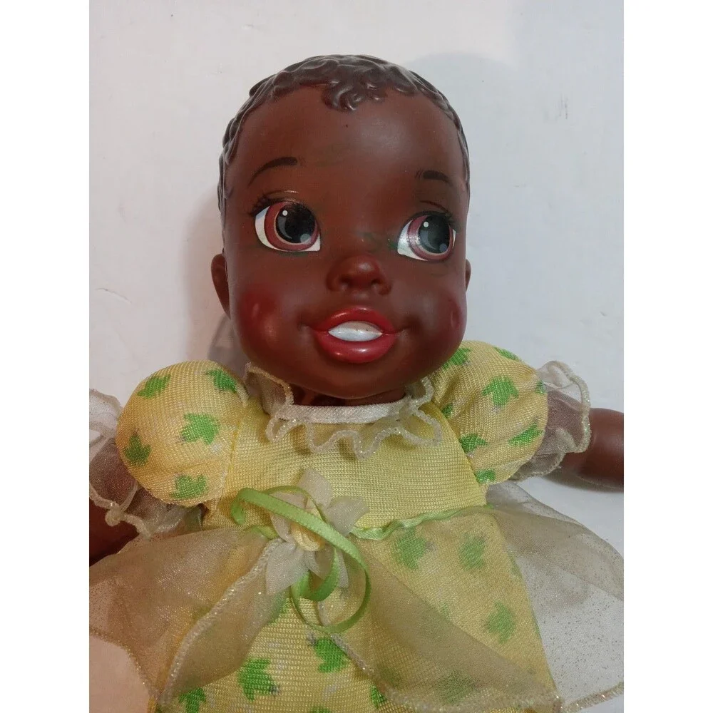 Disney Princess & Frog Black Baby Doll Soft Body Molded Hair Yellow Outfit